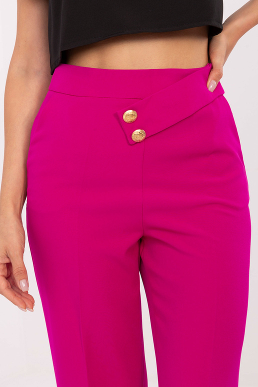 Fuchsiové široké látkové kalhoty se... Fuchsiové široké látkové kalhoty se...