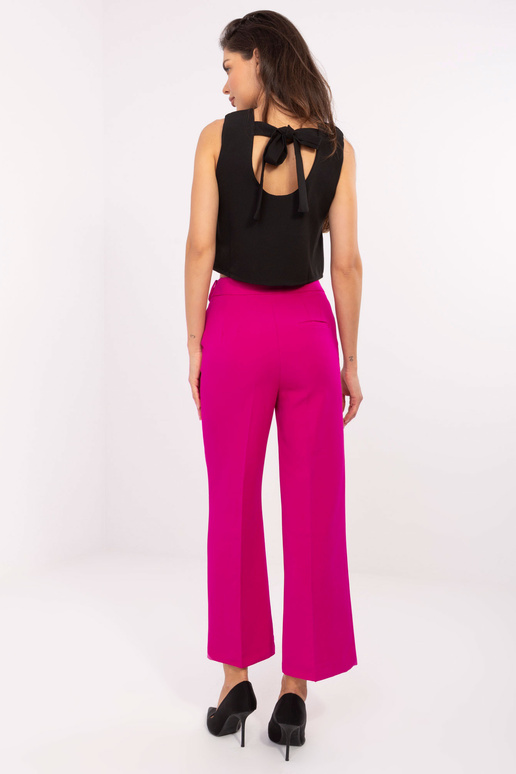 Fuchsiové široké látkové kalhoty se... Fuchsiové široké látkové kalhoty se...