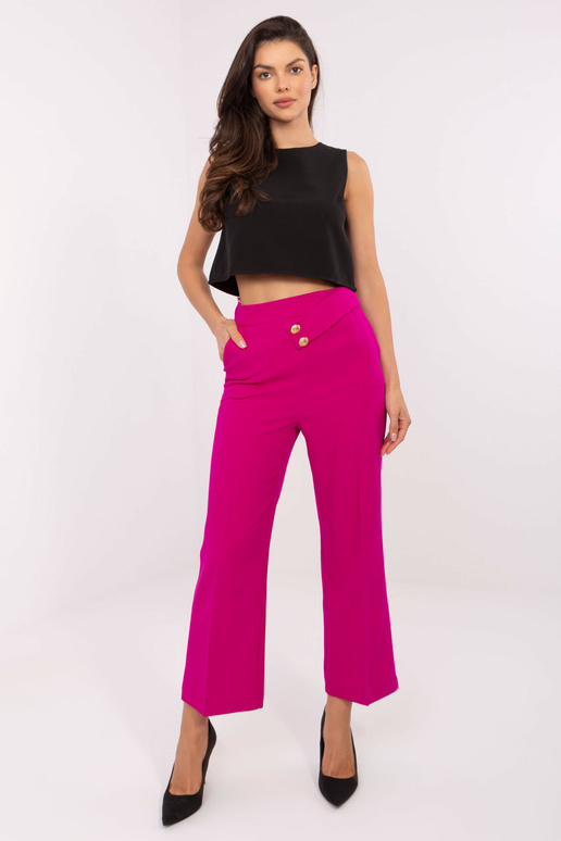 Fuchsiové široké látkové kalhoty se... Fuchsiové široké látkové kalhoty se...