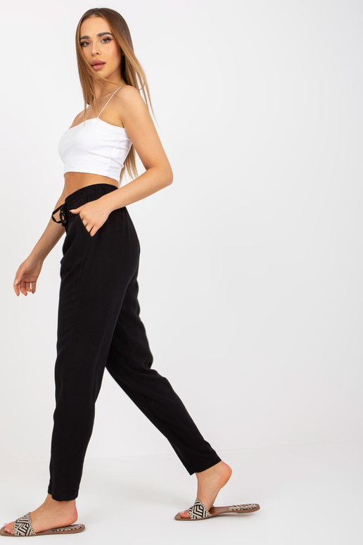 Černé lehké kalhoty z viskózového...