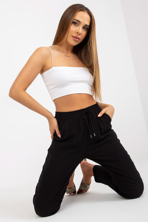 Černé lehké kalhoty z viskózového...