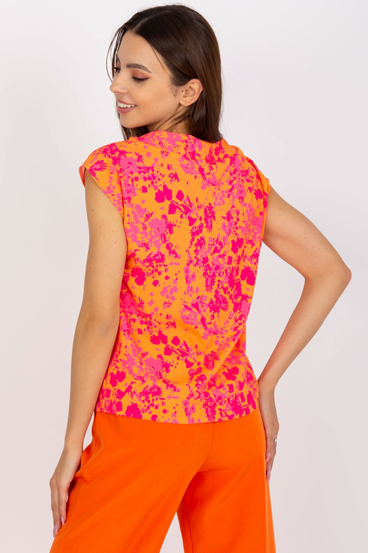 Oranžovo-růžová halenka s potiskem...