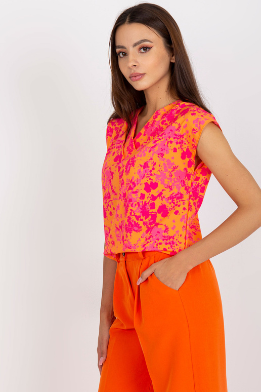 Oranžovo-růžová halenka s potiskem...