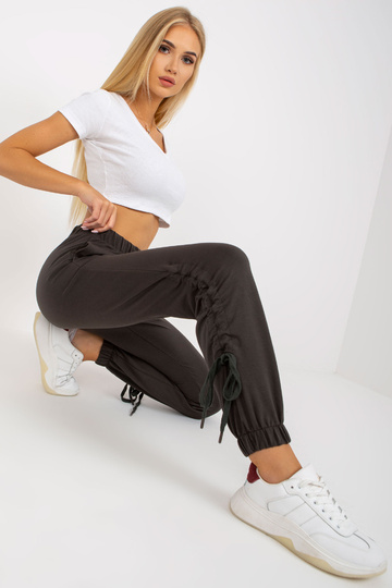 Khaki dámské tepláky s lemy 2