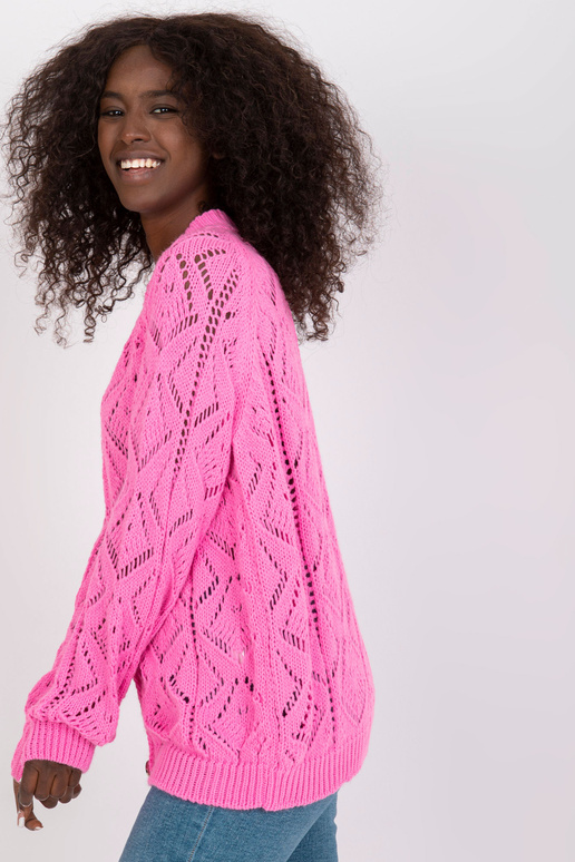 Růžový kardigan s ozdobnými knoflíky...