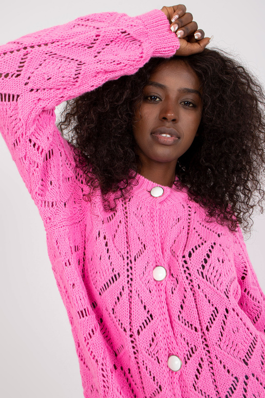 Růžový kardigan s ozdobnými knoflíky...