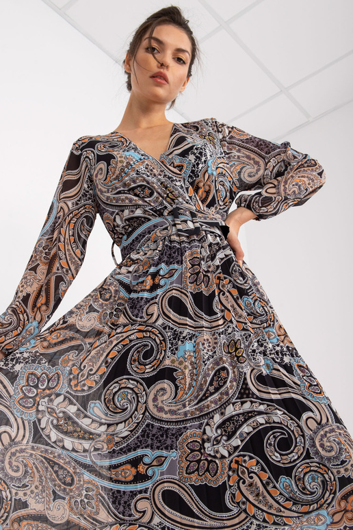 Černé skládané midi šaty s...