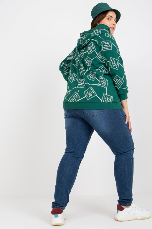 Zelená mikina plus velikosti s kapucí