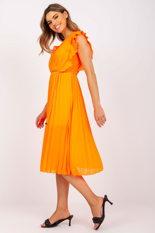 Fluo oranžové vzdušné midi šaty s...