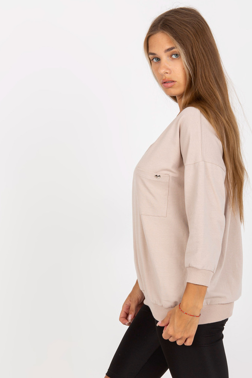 Béžová bavlněná halenka s kapsou