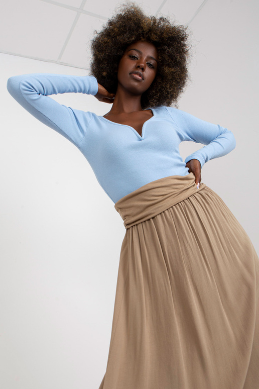 Tmavě béžová vzdušná maxi sukně z...