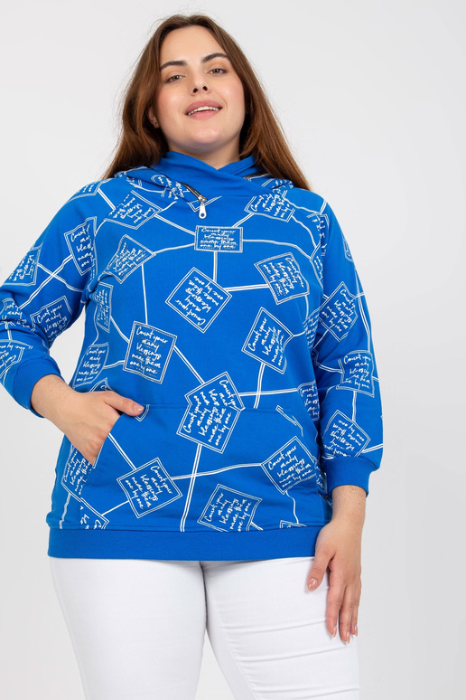 Tmavě modrá mikina Plus Size s potiskem