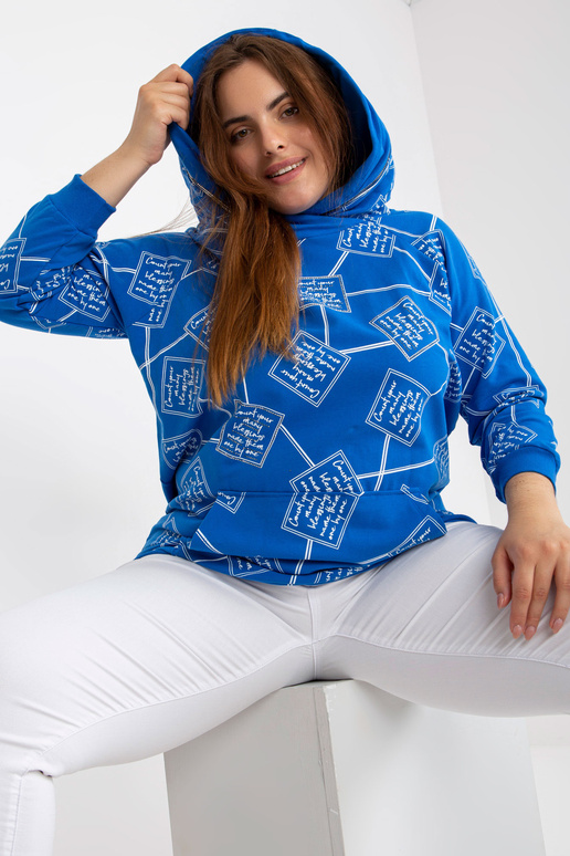 Tmavě modrá mikina Plus Size s potiskem