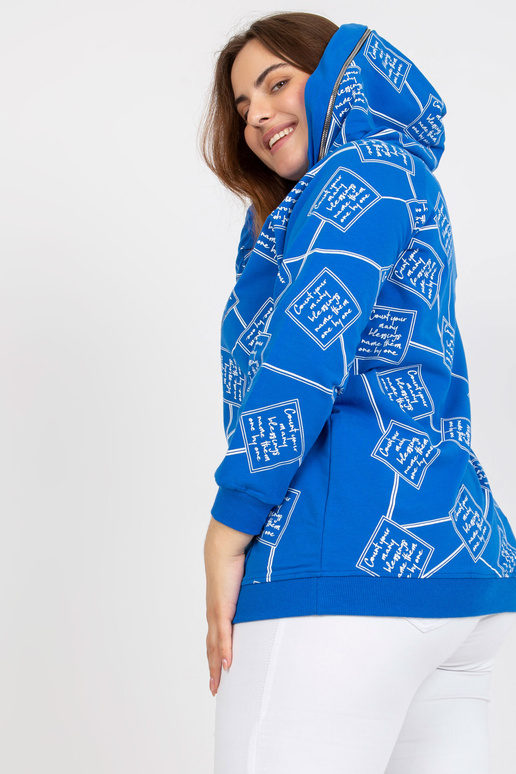 Tmavě modrá mikina Plus Size s potiskem