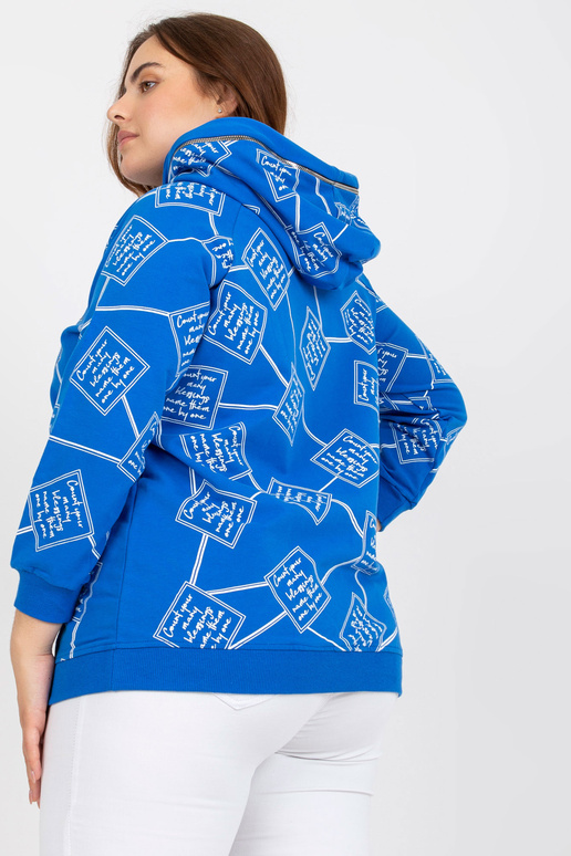 Tmavě modrá mikina Plus Size s potiskem