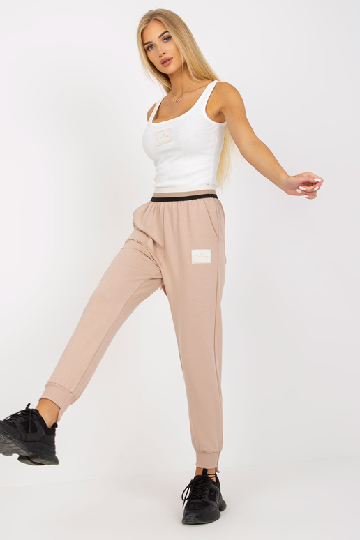 Béžové tepláky s vysokým pasem OCH BELLA