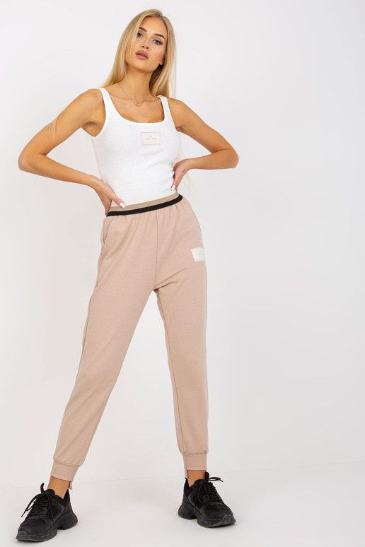 Béžové tepláky s vysokým pasem OCH BELLA