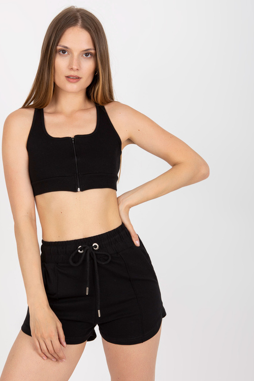 Černý bavlněný crop top basic v...