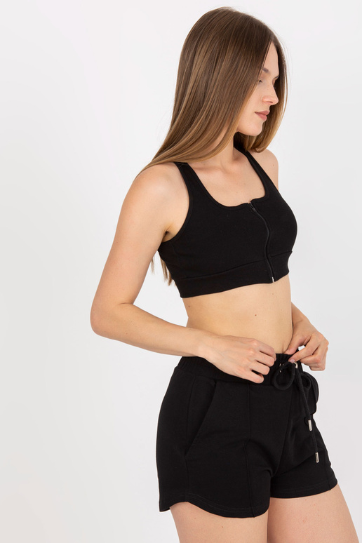 Černý bavlněný crop top basic v...