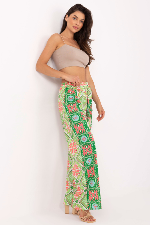 Zelené vzorované široké látkové kalhoty Zelené vzorované široké látkové kalhoty