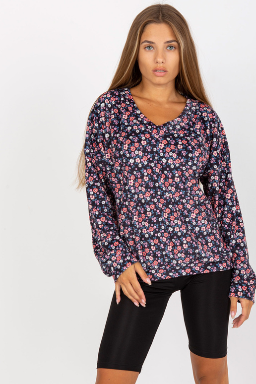 Tmavě modrá velurová halenka s...