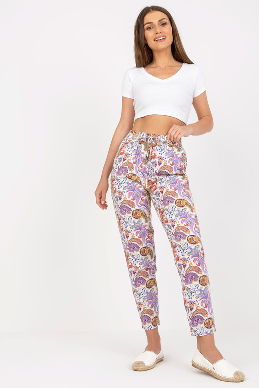 Bílé a fialové letní kalhoty z... Bílé a fialové letní kalhoty z...