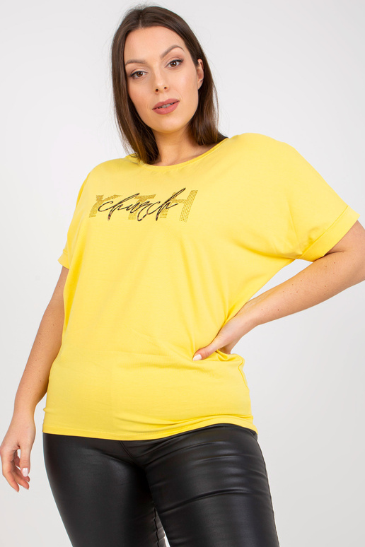 Žluté tričko plus velikosti s aplikací