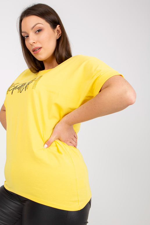 Žluté tričko plus velikosti s aplikací