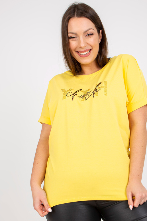 Žluté tričko plus velikosti s aplikací
