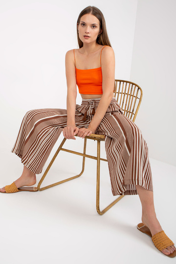 Hnědé široké kalhoty z...