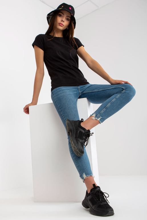 Černé dámské basic bavlněné tričko