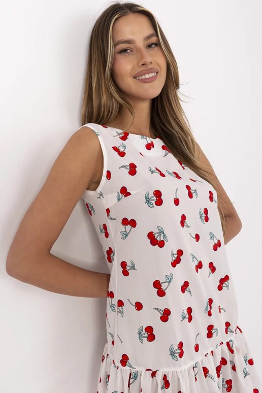 Bílé minišaty na ramínka s potiskem