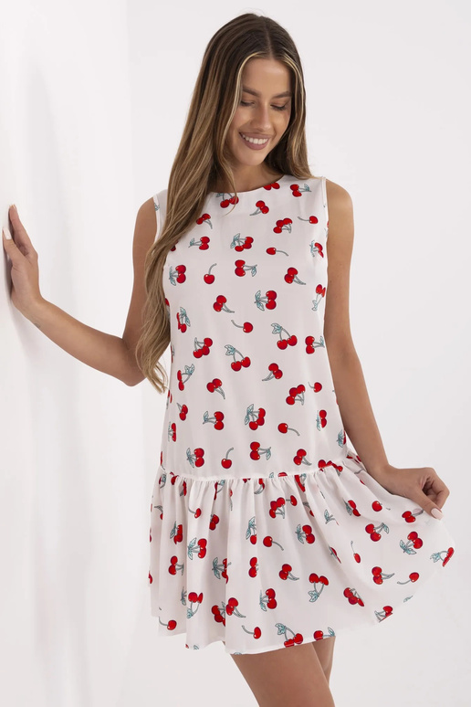 Bílé minišaty na ramínka s potiskem