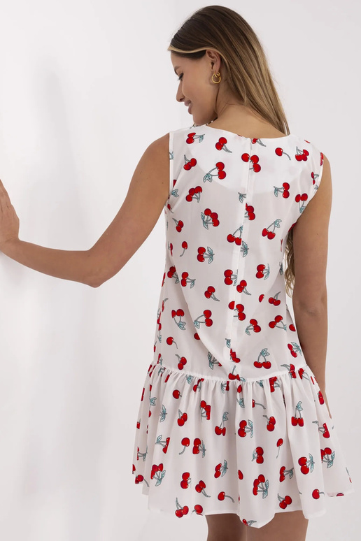 Bílé minišaty na ramínka s potiskem