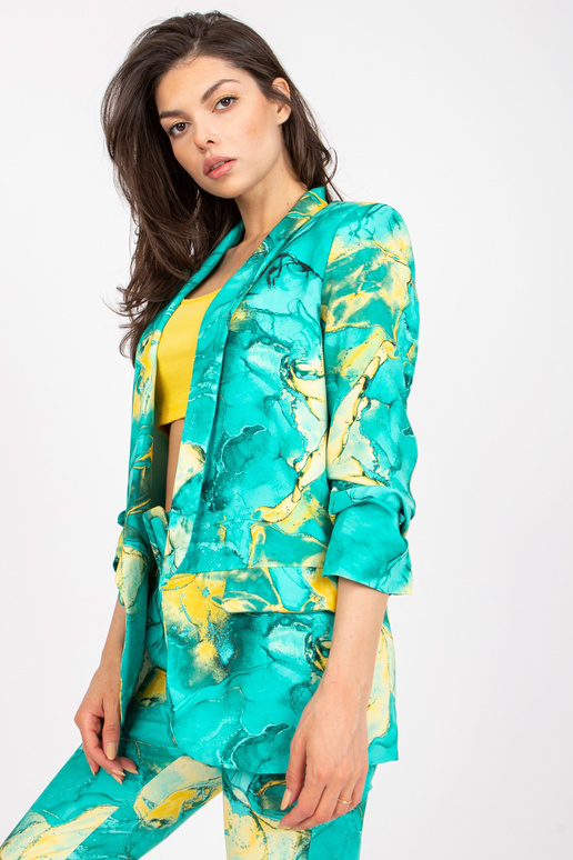 Dámský tyrkysový jednoduchý sako v...