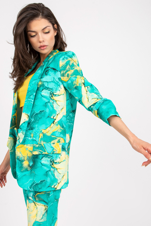 Dámský tyrkysový jednoduchý sako v...