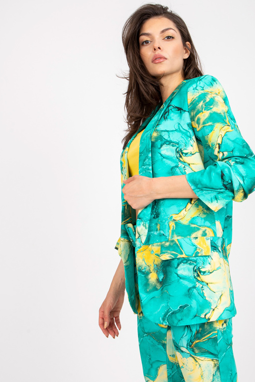 Dámský tyrkysový jednoduchý sako v...