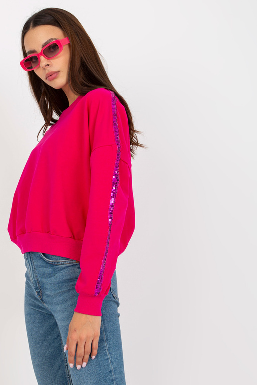 Krátká fuchsiová mikina s kapucí s...