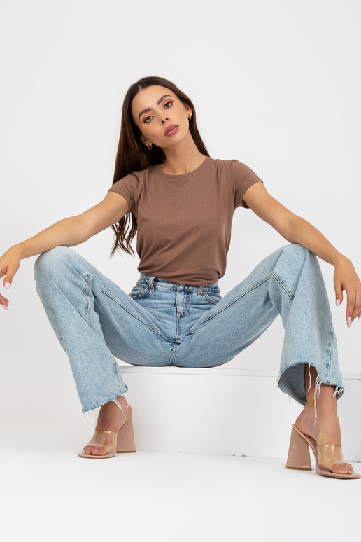 Hnědé základní bavlněné tričko