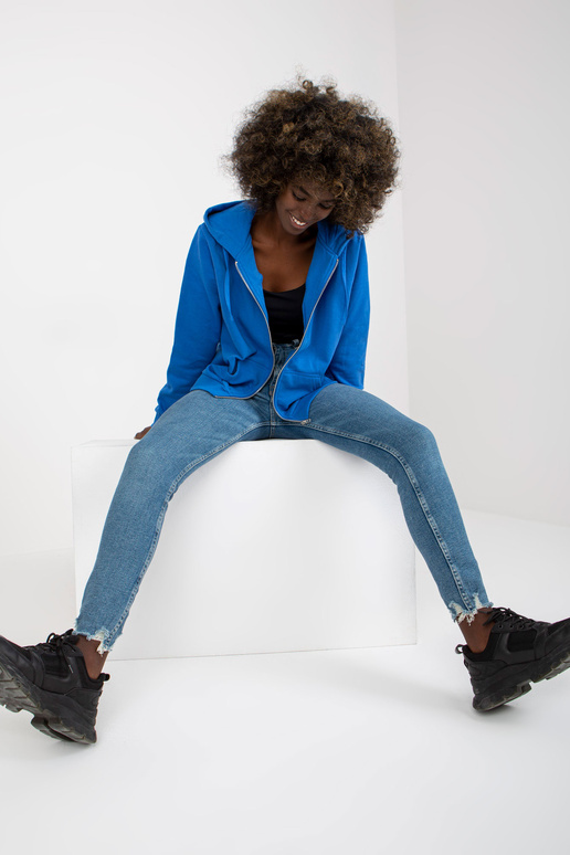 Tmavě modrá basic mikina na zip s...