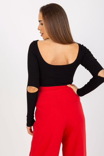 Černá žebrovaná halenka s... 2