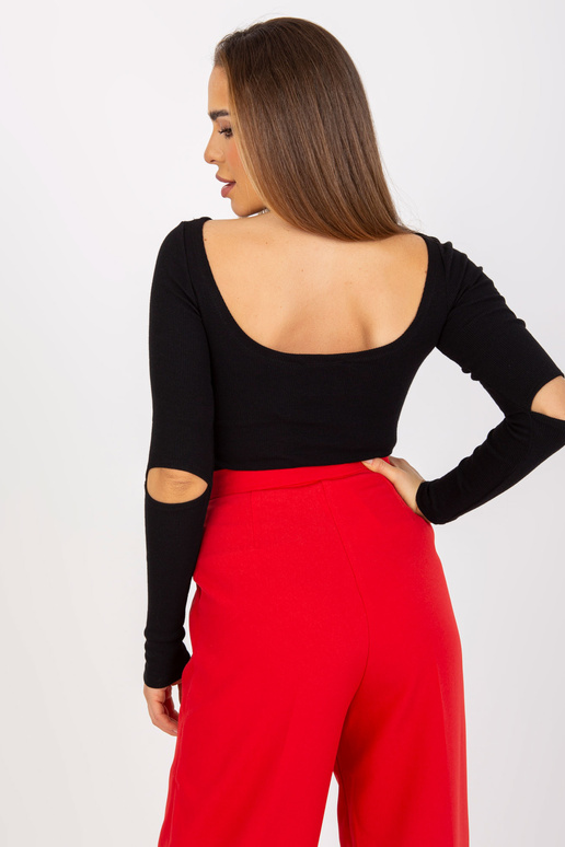 Černá žebrovaná halenka s dlouhým...