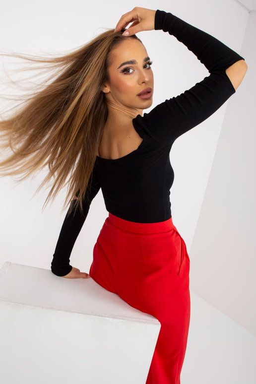 Černá žebrovaná halenka s dlouhým...