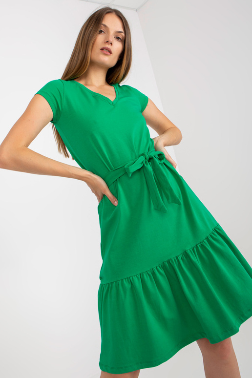 Zelené basic šaty s volánem RUE PARIS