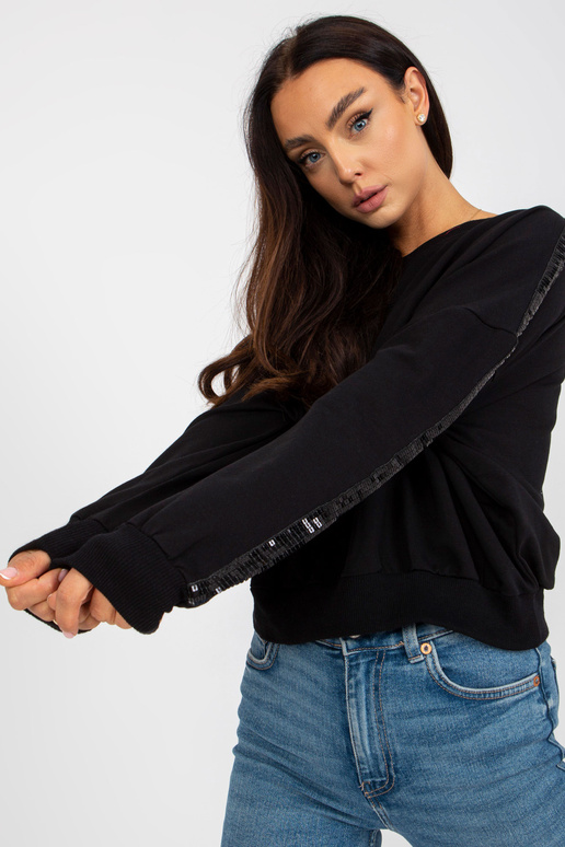 Černá mikina s flitry na rukávech RUE... Černá mikina s flitry na rukávech RUE...