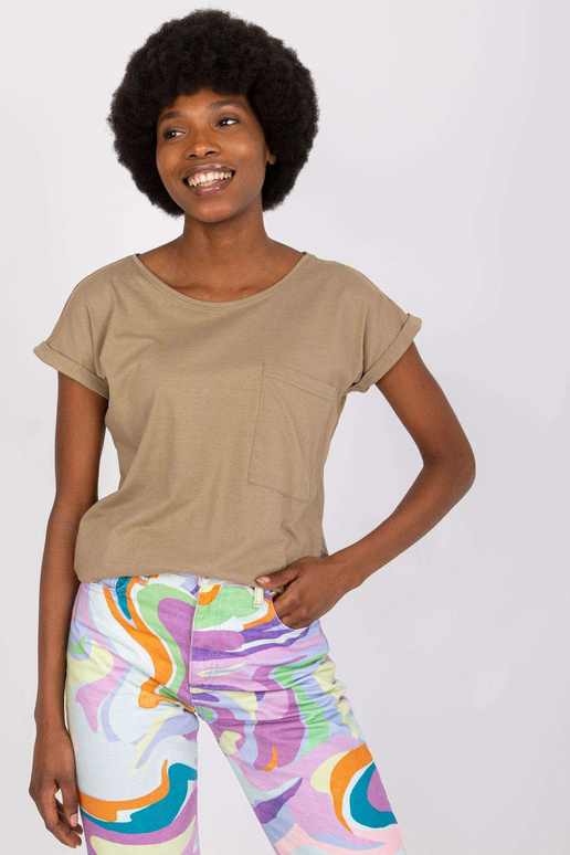 Tmavě béžové dámské tričko basic Ventura