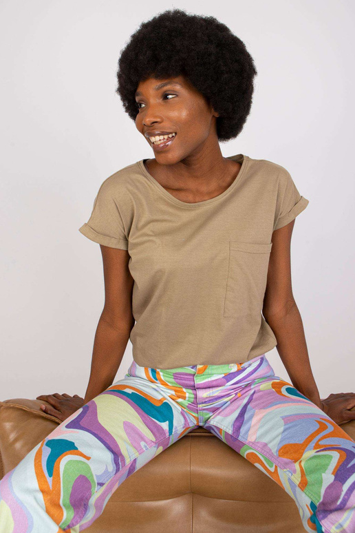 Tmavě béžové dámské tričko basic Ventura