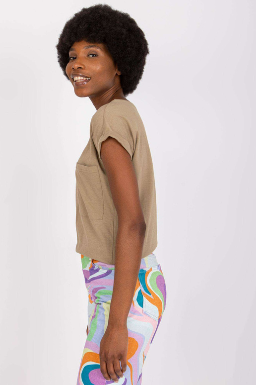 Tmavě béžové dámské tričko basic Ventura