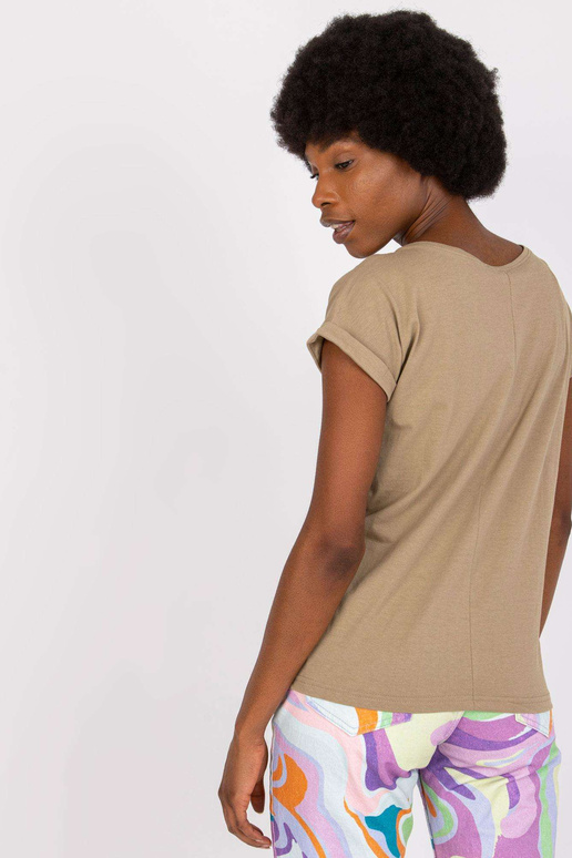 Tmavě béžové dámské tričko basic Ventura