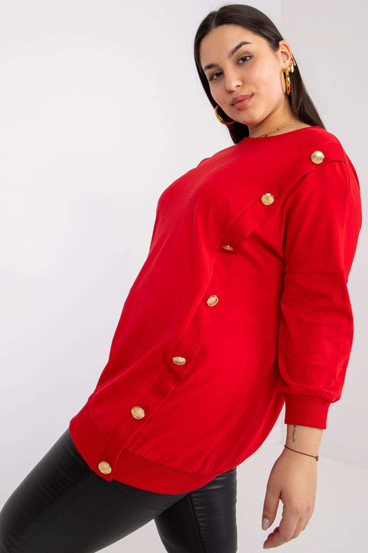 Červená nadměrná halenka s kulatým...